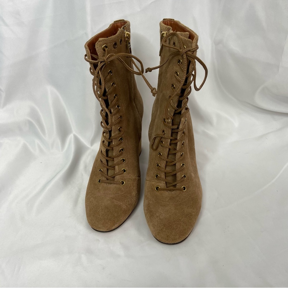Coach Camel Suede Dean Lace Up Booties - Picture 4 of 10